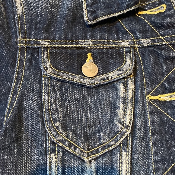 Ladies jacket… distressed denim, cropped jacket. Wings and cross on back. Sz M - Picture 5 of 9